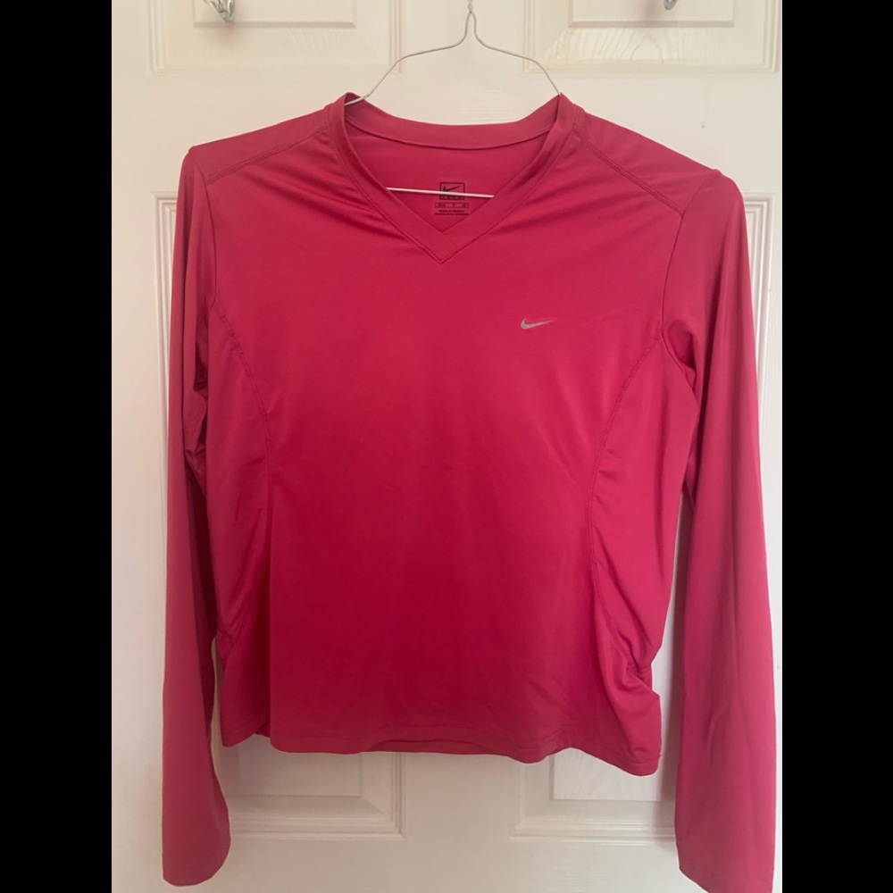 Nike Long Sleeve T Shirt V-Neck Solid Workout S.